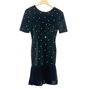 VTG 80s Julie Duroche for After Five Studded Polka Dot With Pleated bottom Dress